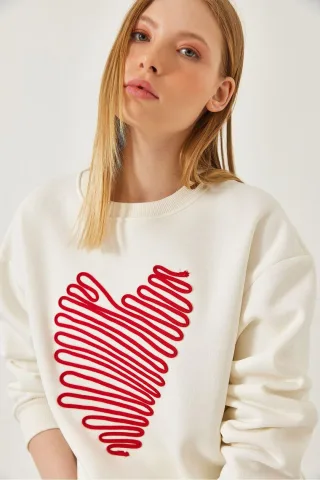 Bestickter Rundhals-Cotton-Sweatshirt