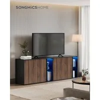 SONGMICS HOME Sideboard Aufbewahrungsschrank mit Beleuchtung, Werkzeuglose Montage (TV-Schrank, Glasablage, Toolless-Technologie, Aufbewahrungsschrank, 2 St., Superschnelle werkzeuglose Montage, Sideboard mit Beleuchtung), Toolless-Technologie, mit B