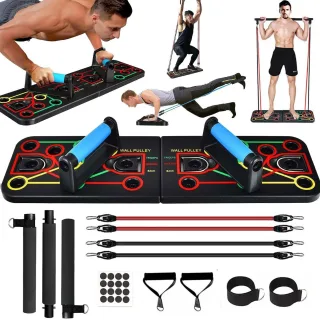 Bominfit Push-up Board Fitness Combo Set for Home Workouts Chest Abdominal Back Muscle Training with Adjustable Resistan
