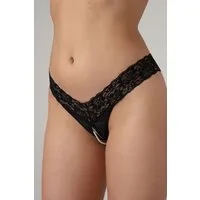 CHRISTINE LE DUC String Perlenstring mit offenem Schritt Pia - Schwarz