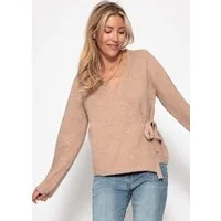SASSYCLASSY Cardigan Wickelcardigan für Damen Feminine Strickjacke mit individueller Passform und Bindeband