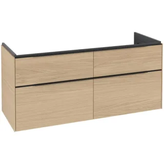 Villeroy und Boch Subway 3.0 Waschtisch-Unterschrank C60201VJ 127,2x57,6x47,8cm, ohne LED/Griff Volcano black, nordic oak