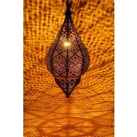 Marrakesch Orient & Mediterran Interior Pendelleuchte Orientalische Hängeleuchte Kihana handgemacht aus Metall in Gold 40 cm, Handarbeit
