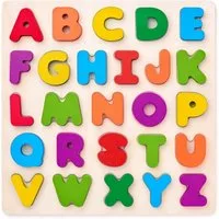 Woodyland Lernspielzeug 90634 buntes Holzpuzzle zum Thema ABC - Buchstaben. 26tlg, Lernspiel, ABC Puzzle, Motorikspiel