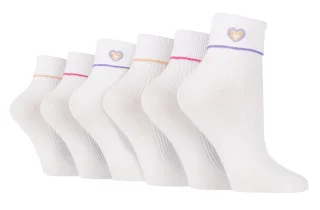 6 Paar Damen Lounge Turn Cuff Socken | Wildfeet | Knöchel gestrickte Socken - Herz