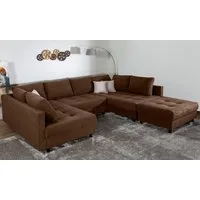 COLLECTION AB Wohnlandschaft Toni U-Form, B: 298 cm, Set: Sofa & Hocker, 3 Zierkissen, Federkern