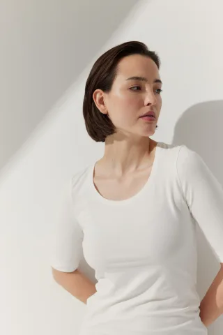 THE FASHION PEOPLE - NOS midi sleeve T-Shirt 105 warm white - Gr. - 3XL
