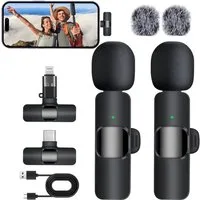 Senmudi Mikrofon Kabelloses Lavalier Mikrofon für Handy/iPhone/Computer/Android/Kamera (Wireless Ansteckmikrofon für Videoaufnahmen, Vlog,TikTok,YouTube), Mini Mikrofon für Live-Streaming,Geräuschunterdrückung