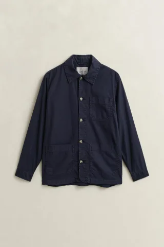 GANT - Hemdjacke aus Leinenmischung evening blue - Gr. - M