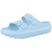 Ital-Design Damen Mules Strand Plateausandaletten (86192912) Flach Pantoletten in Hellblau