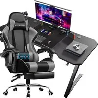 GTPLAYER Gaming-Stuhl Bürostuhl mit Massagefunktion, Fußstütze, Kopfstütze (Packung), Ergonomischer Gamer Stuhl Maximale Belastung 150 kg, 360° drehbar