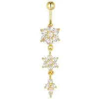 Karisma Schmuck Bauchnabelpiercing Edelstahl Bananabell Anhänger Weiss Zirkonia HB437, Frauenschmuck