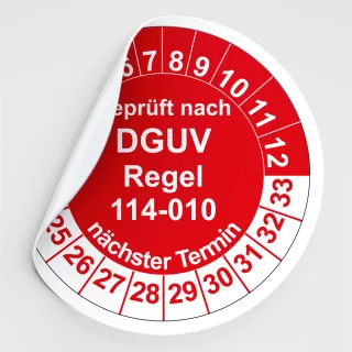 Prüfplaketten geprüft nach DGUV Regel 114-010