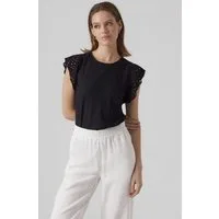 Vero Moda Rundhalsshirt VMTASSA SL FRILL TOP NOOS Materialmix, loose fit