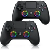 CSL Wireless Gamepad für PS4 & PC, Dual Vibration, Touchpad, 3,5 mm Klinke PlayStation 4-Controller (Spar-Set, 2 St., für Playstation 4 Pro / Slim, Makro, LED, Bluetooth, Headset Anschluss)