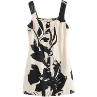 Next Minikleid Mini-Etuikleid mit Knopfleiste, eckiger Ausschnitt (1-tlg)