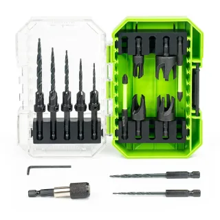 15PCS High Speed Steel HSS Countersink Drill Bit Set Adjustable Depth Tapered Drill Bits for Wood Black Oxide Spiral Flu