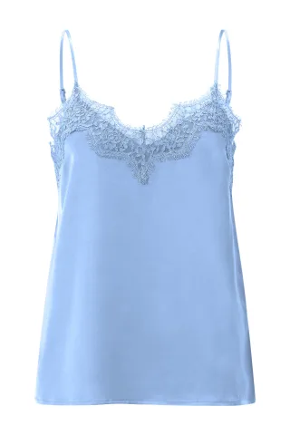 Rich & Royal - Satin Top with Lace skyway blue - Gr. - 38