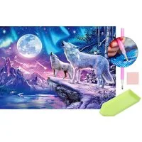 MALATEC Malen nach Zahlen 5d Diamond Painting DIY Wölfe (5d Diamond Painting-Set), Entspannendes Hobby, kreative Stunden, schimmerndes Endergebnis.