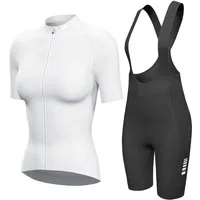 Wulibike Radtrikot Damen 2-tlg. Urban Fitness Fahrradbekleidungsset, Damen Radtrikot-Set (2-tlg) Figurbetontes Netz-Trikot & High-Waist Bib-Shorts mit Schaumpolster