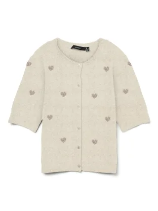 VERO MODA - VMDOFFY INTARSIA 2/4 O-NCK CARDIGAN NOOS Birch - Gr. - S