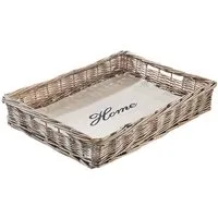 Kobolo Tablett Serviertablett mit Textil Schriftzug HOME, Weide