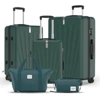 VALLSERO Trolleyset M-L-XL-Set, Gepäck mit Kosmetiktasche, Hartschalen-Koffer, 5-teiliges Set, hochfestes ABS-Gehäuse, 360° geräuschloses Rad