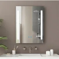 IMPTS Badspiegel LED Badezimmerspiegel Wandspiegel mit Beleuchtung Antibeschlag (Set, Speicherfunktion, Anti-Beschlag, Dimmbar, Touch-Schalter, Energiesparend), Badspiegel mit Beleuchtung Spiegel Bad Badezimmer