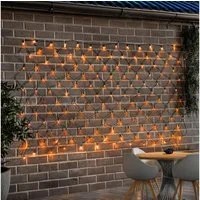 esotec LED-Lichternetz Solar Lichtvorhang mit 144 LEDs bernsteinfarben 1800K 1,5x1,5m 102191