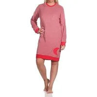 Normann Nachthemd Damen Frottee Nachthemd mit Bündchen im Tupfen- und Ringeldesign