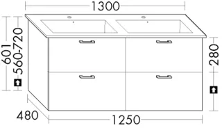 Burgbad Waschtischunterschrank zu Keramik Waschtisch System 30 Preisgruppe 1 Aqua 601x1250x480 Eiche WYFI125F6311