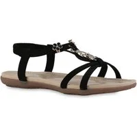 VAN HILL 841742 Riemchensandale Damen Riemchensandalen Sandalen Zierperlen Strass Sommer