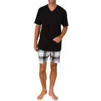 Normann Pyjama Normann Herren kurzarm Schlafanzug Shorty mit karierter Hose