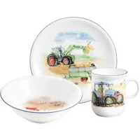 Seltmann Weiden Kindergeschirr-Set Compact Mein Traktor (3-tlg), 1 Personen, Porzellan, Teller, Schüssel, Becher, Made in Germany, 3 Teile, für 1 Person