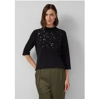 s.Oliver 3/4-Arm-Shirt T-Shirt Relaxed-Fit-Shirt aus Viskosemix mit Pailletten-Applikation