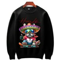 RMK Rundhalspullover Herren Pullover Langarmshirt Sweatshirt Pulli Oversize mit coolen Hunde Print
