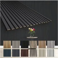 Hexim Wanddekoobjekt AP05 (Akustikpaneele 2 Stück 278x60cm Holz Comfort - flexible Lamellenwand MDF Wandpaneele Lamellenverkleidung Wandverkleidung schalldämmend 3.34m² Black Lead)