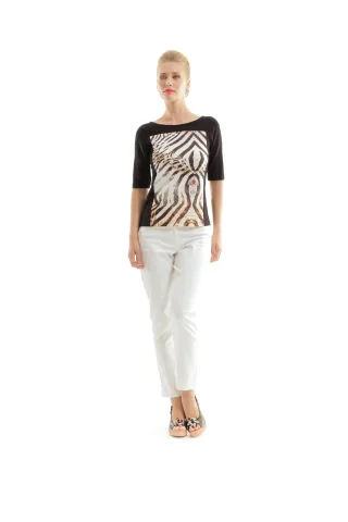 Jersey-Top mit Tiermuster
