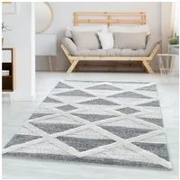 Carpettex Hochflor-Teppich Geometrisch Design, Rund, Höhe: 20 mm, Teppich Wohnzimmer Geometrisch Design 3D Optik Skandinavische Stil