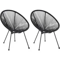 vidaXL Gartenstuhl Moon-Gartenstühle 2 Stk. Rattan Schwarz (2 St)