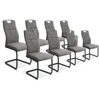 Jiexi Esszimmerstuhl Esszimmerstuhl Grau gepolstert mit Freischwinger Gestell 2er/4er/6er (Set), Schwingstuhl