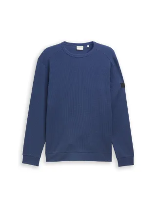 Tom Tailor - Langarmshirt mit Waffelstruktur ocean blue - Gr. - L