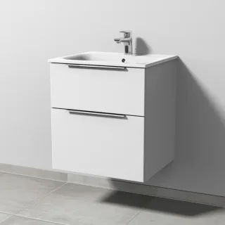 Sanipa 3way Waschtischunterbau zu Geberit Renova Plan Slim Waschtisch mit 2 Auszügen, Weiß-Soft UM68543