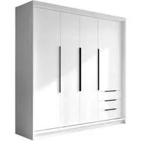A&J MöbelLand GmbH Drehtürenschrank viertüriger Kleiderschrank mit Schubladen und Metallgriffen. (Geräumiger vier¬türiger Kleiderschrank mit Schubladen und Metallgriffen. Geräumiger Schrank mit einer Breite von 200 cm und Schubladen, ideal zur Aufbew