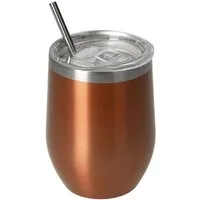 elasto Becher Weinbecher 350 ml Vinova Edelstahl Trinkbecher inkl. Strohhalm, robust, spülmaschinengeeignet, Sommer, Geschenk