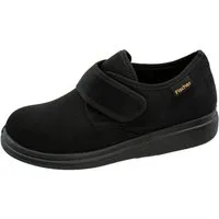 Fischer-Markenschuh Ortho Hausschuh aus Velour mit Stretchmaterial, Weite K, Klettverschluss