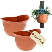 GarPet Blumentopf 2er Set Blumentopf für Regenrohr Wandtopf Fallrohr Blumentopf Säule