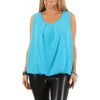 malito more than fashion Chiffonbluse malito Damen Bluse ärmellos 6879 Blusentop mit Rundhals-Ausschnitt