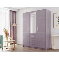 Beautysofa Kleiderschrank BALID D3 Schrank mit Spiegel (Drehtürenschrank mit Einlegeböden, Kleiderstange und 3 Schubladen, 3-türig) Breite: 147 cm