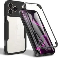 Wigento Handyhülle Für Apple iPhone 17 Pro Full Body 360 Grad Acryl TPU Hülle Schwarz, 360 Grad Schutz, stoßdämpfend, robust